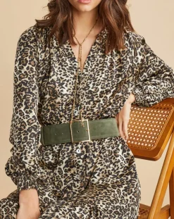 Robe fluide Store imprimée wild beige/noir