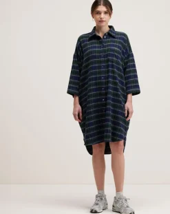 Robe Gladys à carreaux marine/vert