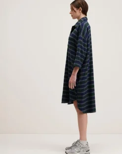 Robe Gladys à carreaux marine/vert