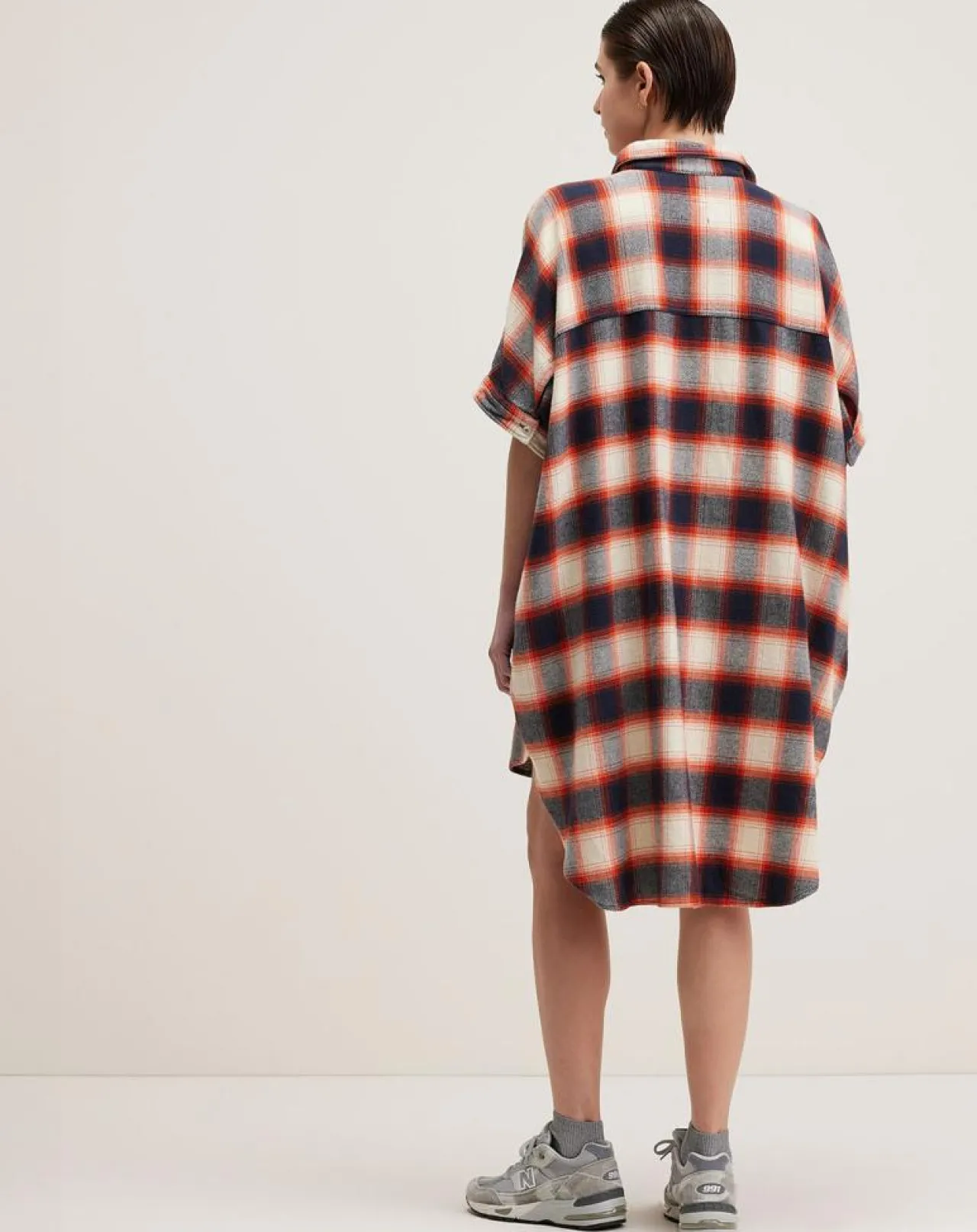 Robe Glenn à carreaux gris/rouge/écru