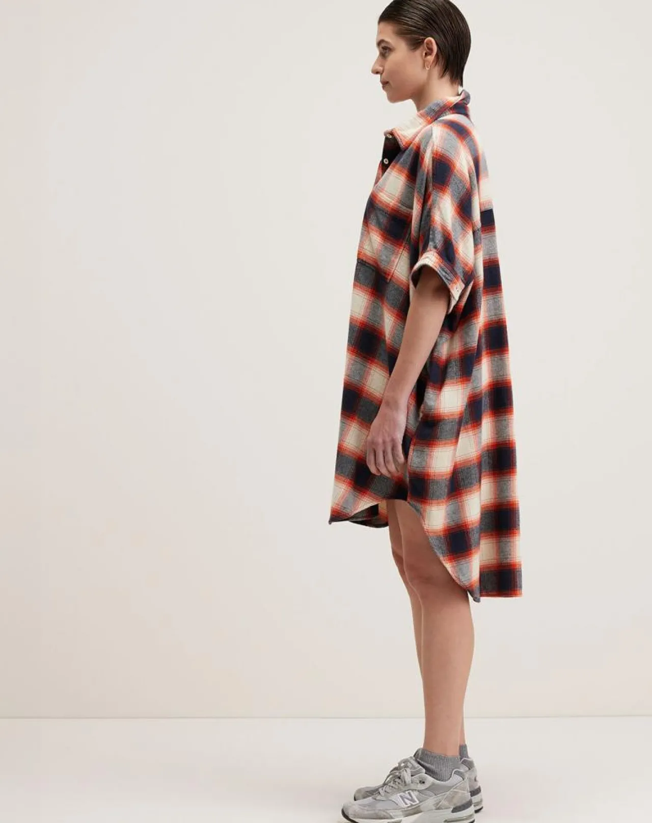 Robe Glenn à carreaux gris/rouge/écru