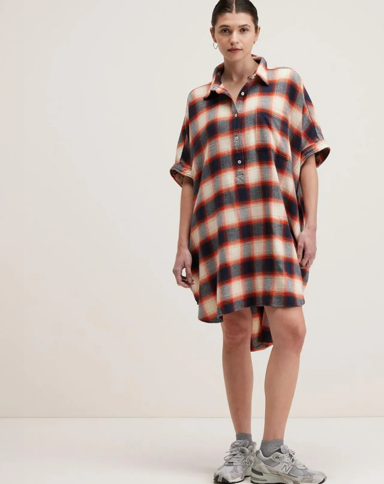 Robe Glenn à carreaux gris/rouge/écru