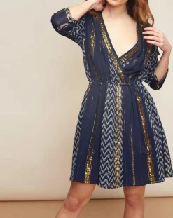 Robe Haiti imprimée bleu marine