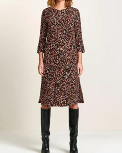 Robe Heisho fluide Léopard marron