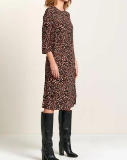 Robe Heisho fluide Léopard marron