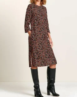 Robe Heisho fluide Léopard marron