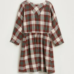 Robe Ilusion en Coton à carreaux beige/orange/vert