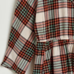 Robe Ilusion en Coton à carreaux beige/orange/vert