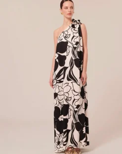 Robe imprimé à fleurs noires craie