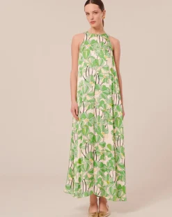 Robe imprimé à fleurs verte