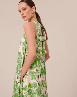 Robe imprimé à fleurs verte