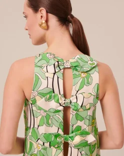 Robe imprimé à fleurs verte