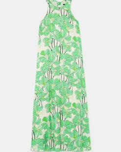 Robe imprimé à fleurs verte