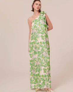 Robe imprimé à fleurs verte
