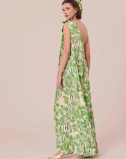 Robe imprimé à fleurs verte