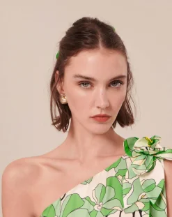 Robe imprimé à fleurs verte