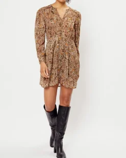 Robe imprimée Alexa rose/marron