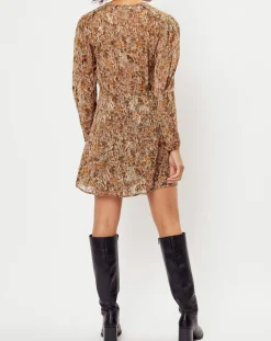 Robe imprimée Alexa rose/marron