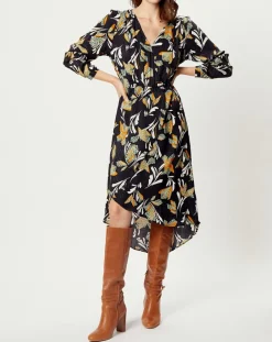 Robe imprimée Solène noire