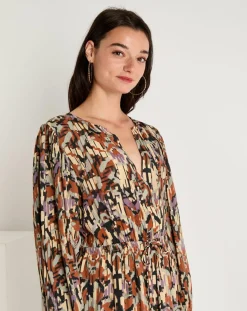 Robe Iris imprimée brique/multicolore