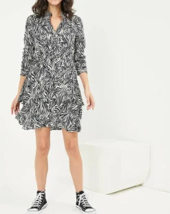 Robe Jane imprimée noir/écru