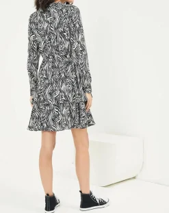 Robe Jane imprimée noir/écru