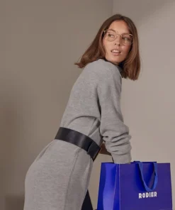 Robe Jasmine, droite, col roulé gris moyen