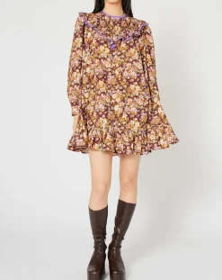 Robe Liberty Fauve imprimée cerise noire/multicolore