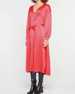 Robe longue 100% Soie Abito rose
