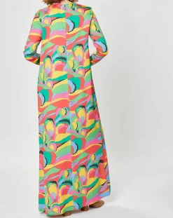 Robe longue Caftan Purple Country Pop fluo