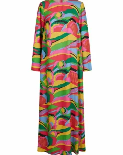 Robe longue Caftan Purple Country Pop fluo