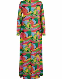 Robe longue Caftan Purple Country Pop fluo