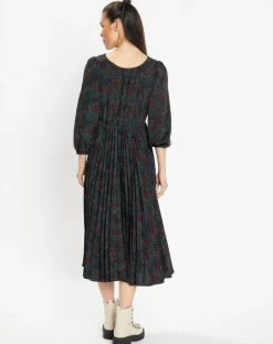 Robe longue et plissée Gaia noire