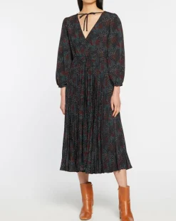 Robe longue et plissée Gaia noire