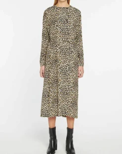 Robe longue Gamba léopard noire