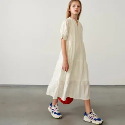 Robe longue Pattie en Coton à motif irisé écrue