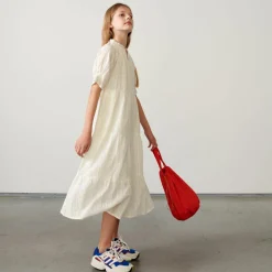 Robe longue Pattie en Coton à motif irisé écrue