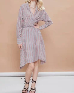 Robe Malorie Pastel rayée rouge/bleu