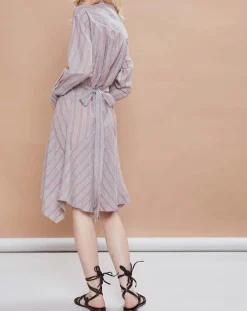 Robe Malorie Pastel rayée rouge/bleu