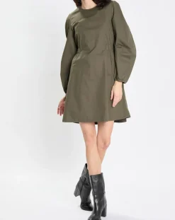 Robe manches ballons kaki