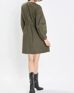 Robe manches ballons kaki