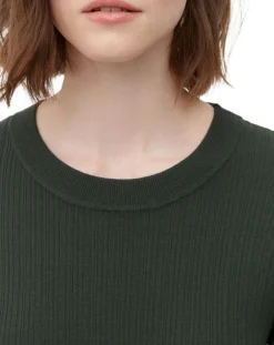 Robe manches longues Col Rond Maille Milano vert foncé