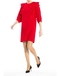 Robe manches volantes rouge