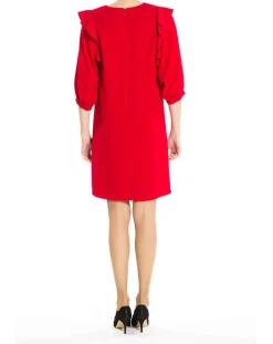 Robe manches volantes rouge