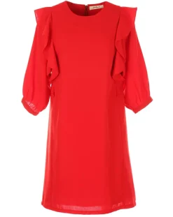 Robe manches volantes rouge