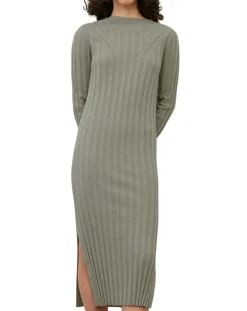 Robe maxi en Coton & Lin Cotelé beige foncé