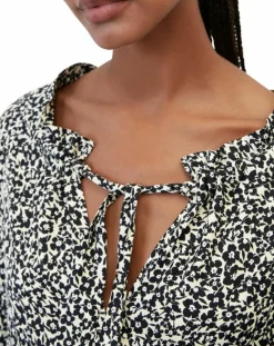 Robe maxi imprimée fleurs blanc/noir