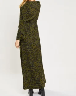 Robe Maxi Print Zèbre noir/vert