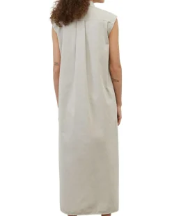 Robe maxi sans manches Bouton gris clair