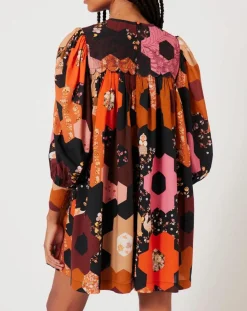 Robe Médiéval Patchwork imprimée multicolore